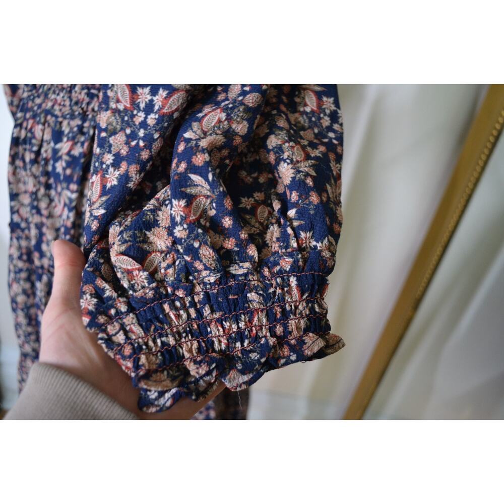 Paisley Puff Sleeve Artsy Cottage Tiered Maxi Dress with Ruffle Detail Size L - Picture 5 of 7
